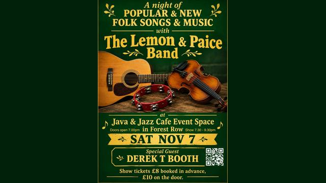 Poster for The Lemon & Paice Band at Java and Jazz Event Space, Saturday 7 November 2026