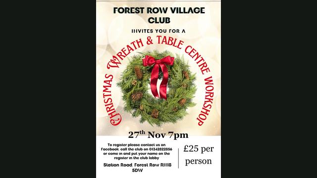 Forest Row Village Club wreath and table centre workshop flyer