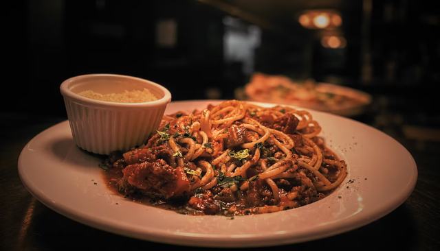 A plate of spaghetti at Java and Jazz