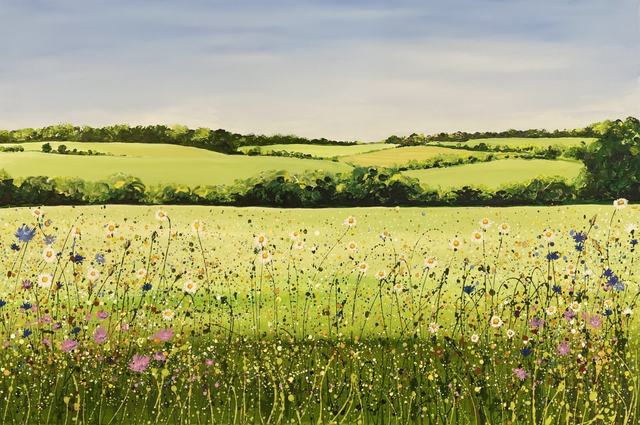 A wildflower meadow painting by Sally Oasis