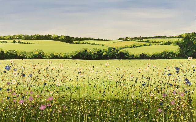 A wildflower meadow painting by Sally Oasis
