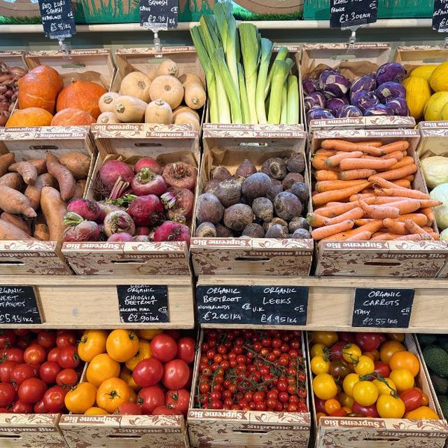 Organic vegetables on the shelves at The Seasons