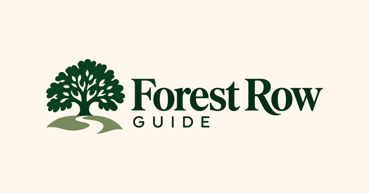 Forest Row Guide logo: an oak tree on a green hill with a winding path